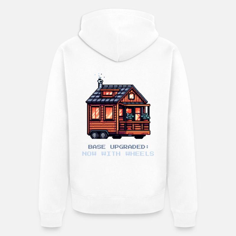 Basic upgrade on wheels | Tiny House - Unisex Premium Organic Zip Hoodie - white