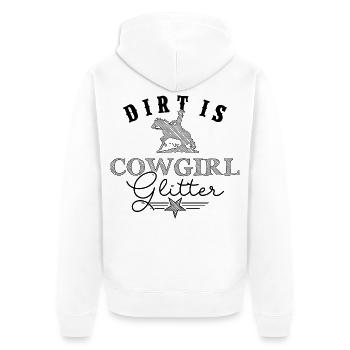 Dirt is Cowgirlglitter Westernreiterin - Unisex Premium Bio Zip Hoodie - Weiß - Hinten - Thijin (182cm)