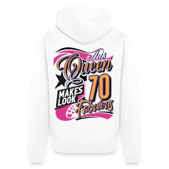 Reine du 70e anniversaire - Veste à capuche bio Premium Unisexe - blanc - Dos - Thijin (182cm)