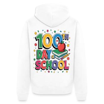 Célébration du 100e jour d’école - Veste à capuche bio Premium Unisexe - blanc - Dos - Thijin (182cm)