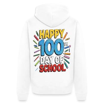 Hundertster Schultag Jubel Design - Unisex Premium Bio Zip Hoodie - Weiß - Hinten - Thijin (182cm)