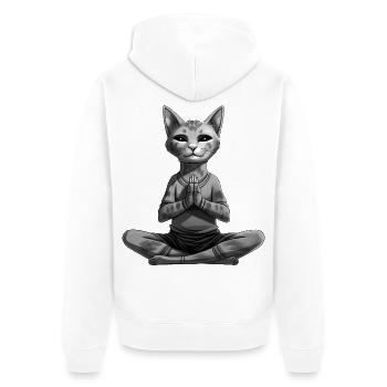 Yoga pour chat - Veste à capuche bio Premium Unisexe - blanc - Dos - Thijin (182cm)