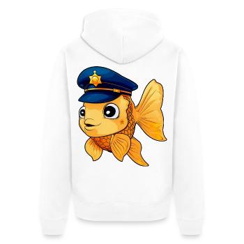 Goldfisch Polizist - Unisex Premium Bio Zip Hoodie - Weiß - Hinten - Thijin (182cm)
