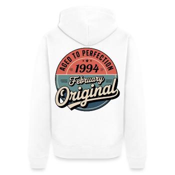 Anniversaire 1994 Février 1994 né en Février 1994 - Veste à capuche bio Premium Unisexe - blanc - Dos - Thijin (182cm)