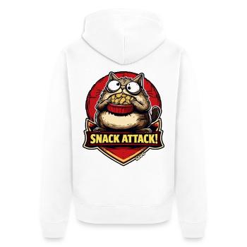 Snack attack cat with popcorn - Unisex Premium Organic Zip Hoodie - white - Back - Thijin (182cm)