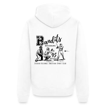 Baseball  - Die Bückeburg Bandits - Unisex Premium Bio Zip Hoodie - Weiß - Hinten - Thijin (182cm)