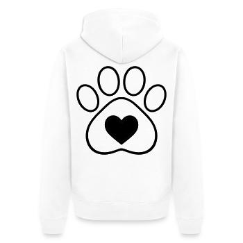 Minimal Paw Print with Heart | Animal Love Line - Unisex Premium Organic Zip Hoodie - white - Back - Thijin (182cm)