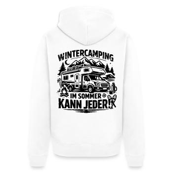 Winter Camping | In summer, everyone can | Verdict - Unisex Premium Organic Zip Hoodie - white - Back - Thijin (182cm)