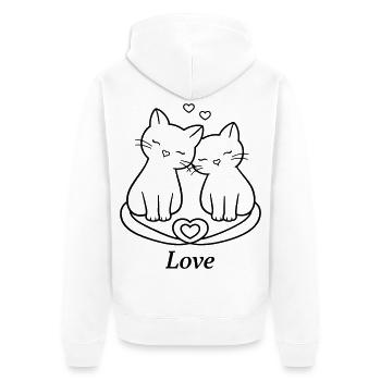 Cute Cat Couple Love Line Art | Romantic Cat Style - Unisex Premium Bio Zip Hoodie - Weiß - Hinten - Thijin (182cm)
