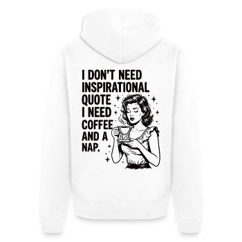 Real Coffee Love Nap Statement - Unisex Premium Organic Zip Hoodie - white - Back - Thijin (182cm)