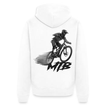 Mtb - Unisex Premium Bio Zip Hoodie - Weiß - Hinten - Thijin (182cm)