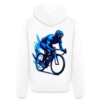 Road cyclist in blue - Unisex Premium Organic Zip Hoodie - white - Back - Thijin (182cm)
