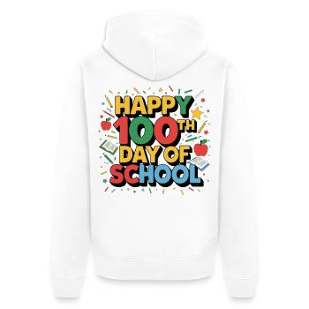Happy 100th day of school - Unisex Premium Organic Zip Hoodie - white - Back - Thijin (182cm)