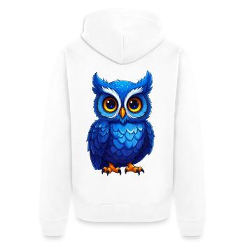 Niedliche blaue Eule - Unisex Premium Bio Zip Hoodie - Weiß - Hinten - Thijin (182cm)