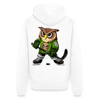 Eule Eishockey - Unisex Premium Bio Zip Hoodie - Weiß - Hinten - Thijin (182cm)