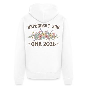 Promue Grand-mère 2026 Fleurs - Veste à capuche bio Premium Unisexe - blanc - Dos - Thijin (182cm)