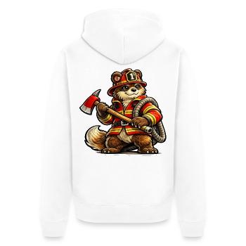 Fire Brigade Bär - Unisex Premium Organic Zip Hoodie - white - Back - Thijin (182cm)