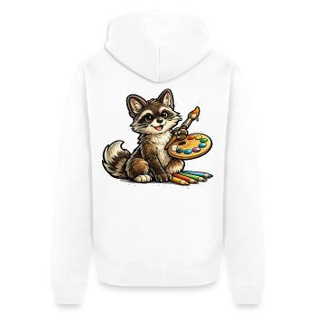 Kleiner Mal-Raccoon - Unisex Premium Bio Zip Hoodie - Weiß - Hinten - Thijin (182cm)