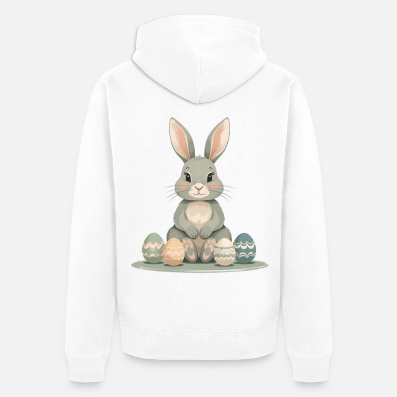 Œufs de Pâques Pastel Bunny - Veste à capuche bio Premium Unisexe - blanc