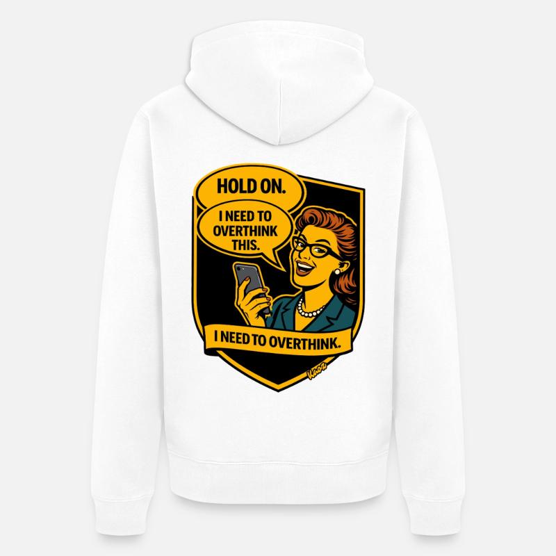Repenser la bande dessinée rétro - Overthinker - Veste à capuche bio Premium Unisexe - blanc