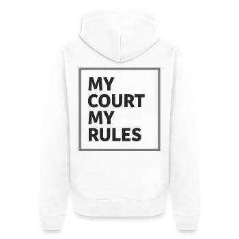 My Court My Rules Padel Tennis Statement - Unisex Premium Bio Zip Hoodie - Weiß - Hinten - Thijin (182cm)