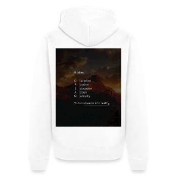 Dream in mountain scenery – discipline - Unisex Premium Organic Zip Hoodie - white - Back - Thijin (182cm)