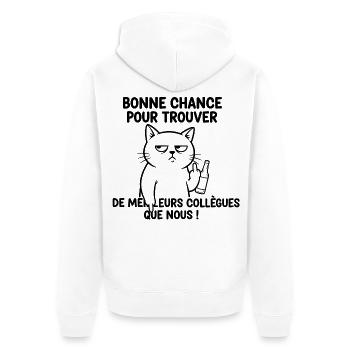 Chat blasé et bière: Bonne chance - Veste à capuche bio Premium Unisexe - blanc - Dos - Thijin (182cm)