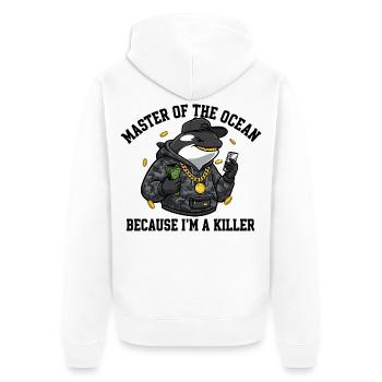 Master of the Ocean Orca Spruch - Unisex Premium Bio Zip Hoodie - Weiß - Hinten - Thijin (182cm)