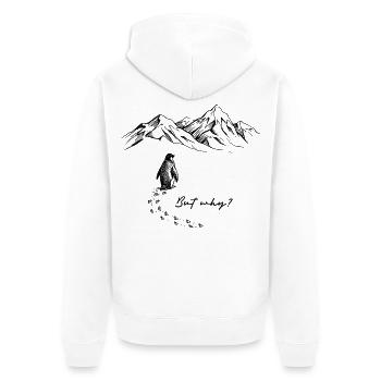 But why? Pinguin Meme Antarktis Schnee Spuren Eis - Unisex Premium Organic Zip Hoodie - white - Back - Thijin (182cm)