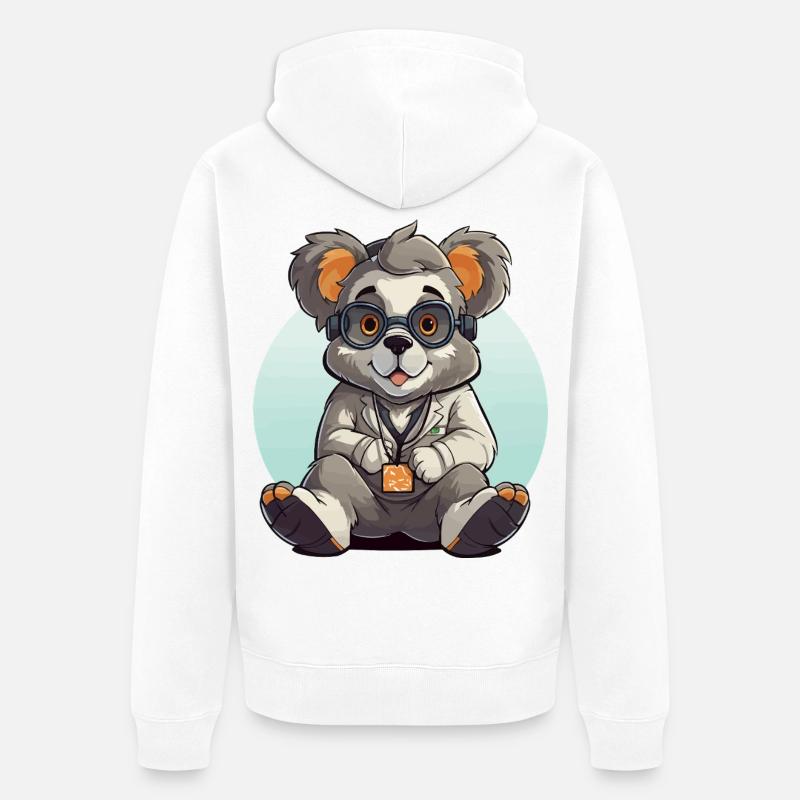 Scientifique panda de Kawaii - Veste à capuche bio Premium Unisexe - blanc
