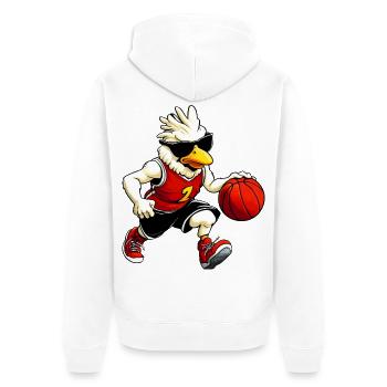 Basketball Chicken - Unisex Premium Bio Zip Hoodie - Weiß - Hinten - Thijin (182cm)