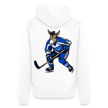 Esel Eishockeyspieler - Unisex Premium Organic Zip Hoodie - white - Back - Thijin (182cm)