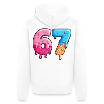 Figures Sweet 6-7 Dessert-Schrift - Unisex Premium Bio Zip Hoodie - Weiß - Hinten - Thijin (182cm)