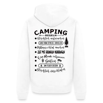 Real Camping Rules : Aventure en plein air - Veste à capuche bio Premium Unisexe - blanc - Dos - Thijin (182cm)