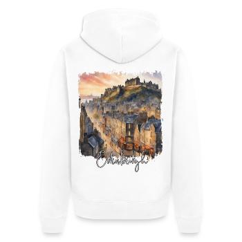 Edinburgh Watercolour, Edinburgh Scotland - Unisex Premium Organic Zip Hoodie - white - Back - Thijin (182cm)