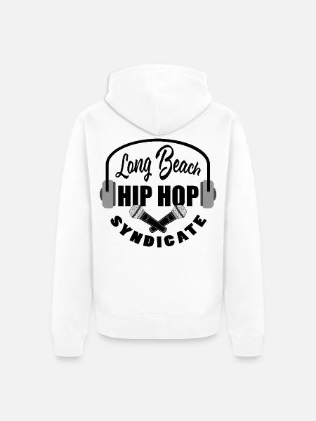 Crossing Microphones Black - Long Beach Music - Unisex Premium Organic Zip Hoodie - white