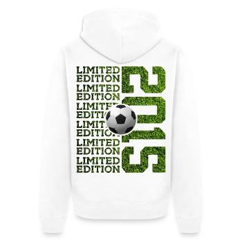 LIMITED EDITION 2015 FUßBALL 11. GEBURTSTAG - Unisex Premium Bio Zip Hoodie - Weiß - Hinten - Thijin (182cm)