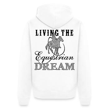 Vivre le rêve équestre - Édition occidentale - Veste à capuche bio Premium Unisexe - blanc - Dos - Thijin (182cm)
