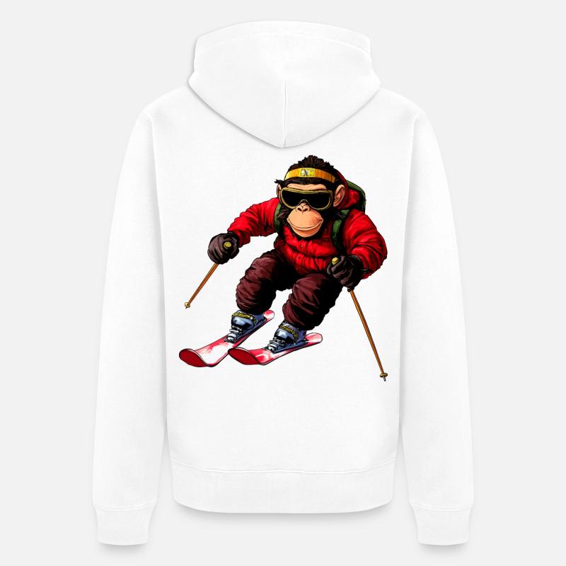 Ski de singe - Veste à capuche bio Premium Unisexe - blanc