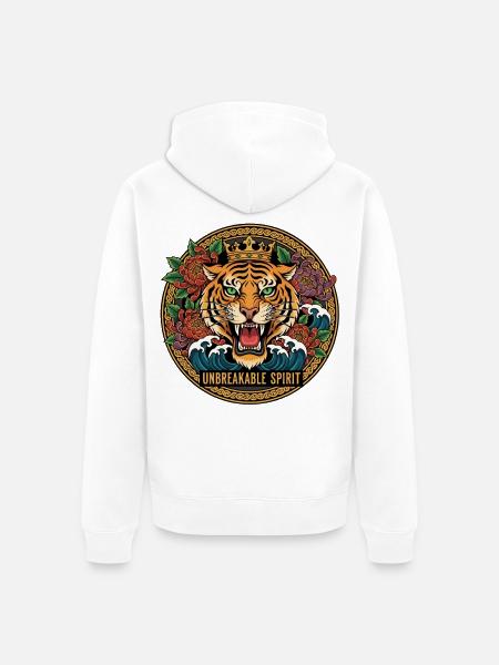 Tiger Tattoo Unbreakable Spirit - Unisex Premium Bio Zip Hoodie - Weiß