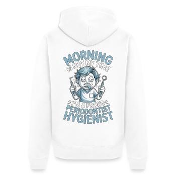 Un parodontiste du matin n’est pas mon temps à la clinique dentaire - Veste à capuche bio Premium Unisexe - blanc - Dos - Thijin (182cm)