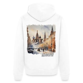 Aquarelle de Moscou, Moscou Russie - Veste à capuche bio Premium Unisexe - blanc - Dos - Thijin (182cm)