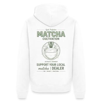 Kyoto Matcha Cultivation Support Your Local Matcha - Unisex Premium Organic Zip Hoodie - white - Back - Thijin (182cm)
