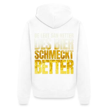 Tirol Des Bier schmeckt better - Unisex Premium Bio Zip Hoodie - Weiß - Hinten - Thijin (182cm)