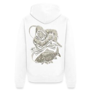 Illustration de carpe de pêcheur ancienne - Veste à capuche bio Premium Unisexe - blanc - Dos - Thijin (182cm)