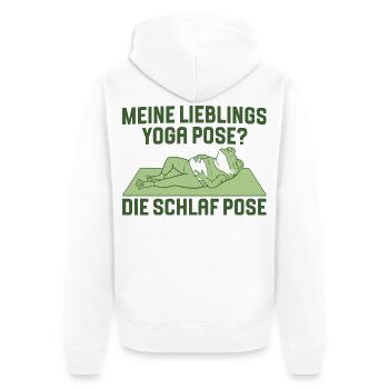 Lieblings Yoga Pose Frosch Meditation - Unisex Premium Bio Zip Hoodie - Weiß - Hinten - Thijin (182cm)
