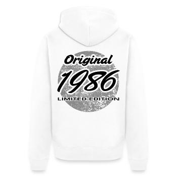 40th Birthday 1986 Gift for Men and Women - Unisex Premium Organic Zip Hoodie - white - Back - Thijin (182cm)