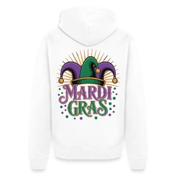 Mardi Gras T-Shirt – Carnival Jester Hat - Unisex Premium Organic Zip Hoodie - white - Back - Thijin (182cm)