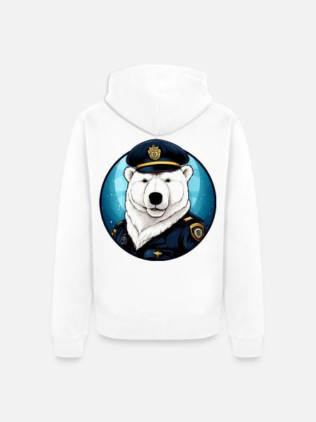 Eisbären Polizistin / Polizei Eisbär - Unisex Premium Bio Zip Hoodie - Weiß