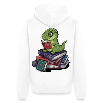 T-Rex Dinosaure Lecture de livres Art - Veste à capuche bio Premium Unisexe - blanc - Dos - Thijin (182cm)
